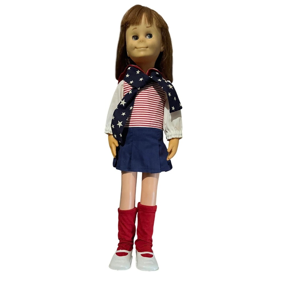 Vintage 1960s Mattel Charmin Chatty‎ Cathy Doll Americana Outfit Brown Hair 20in